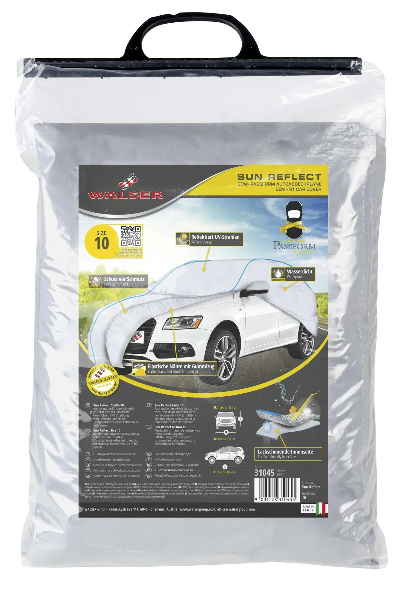 Autoabdeckplane Sun Reflect - Größe 10 - 485x195x185cm - 112g/m² - PES beschichtet - 4