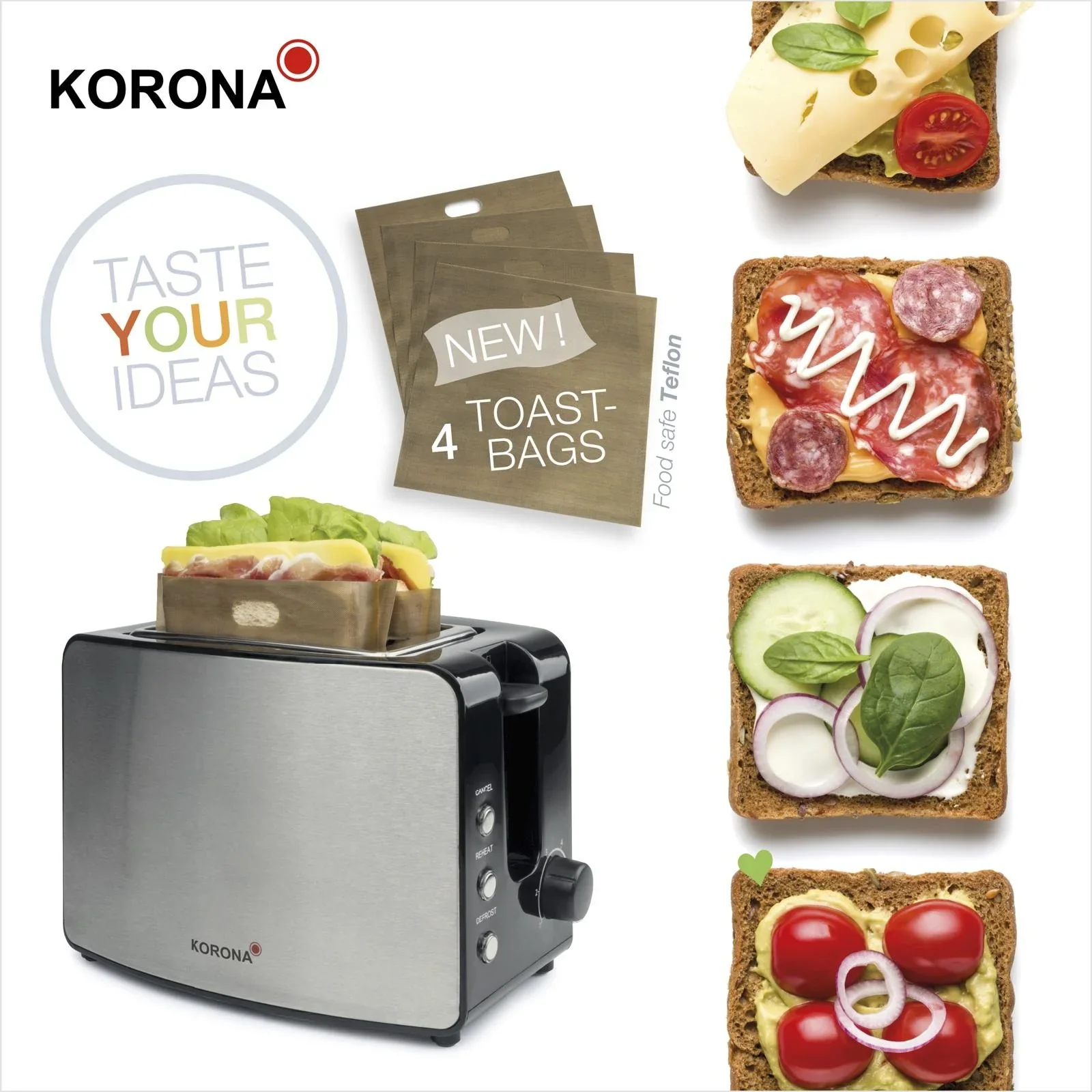 Toaster inklusive 2 Sandwich-Taschen - 4