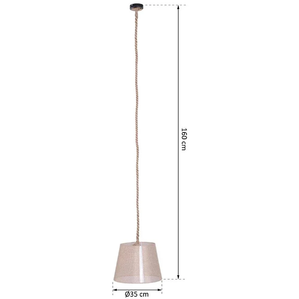 Hängeleuchte Deckenlampe Hanfseil Lampenschirm E27 40 W beige ?35 x 160 cm(ohne Birne) - 2