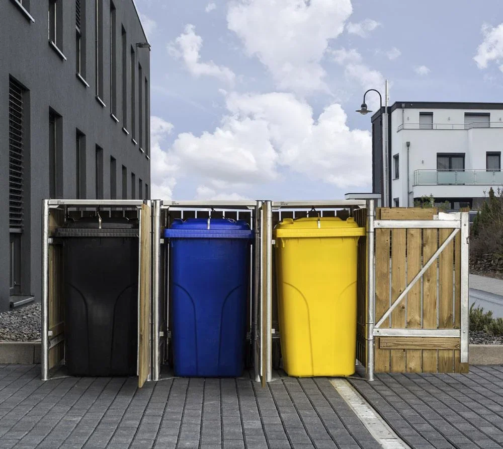 Mülltonnenbox 240 Liter, Holz, natur mit Verbinder, 3 er - 5