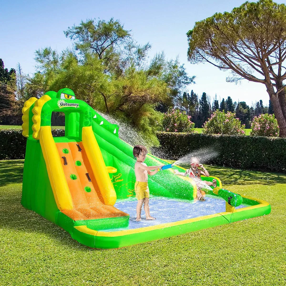 Aufblasbare Hüpfburg - mit Pool und Wasserkanone - 380 x 285 x 225 cm - 1