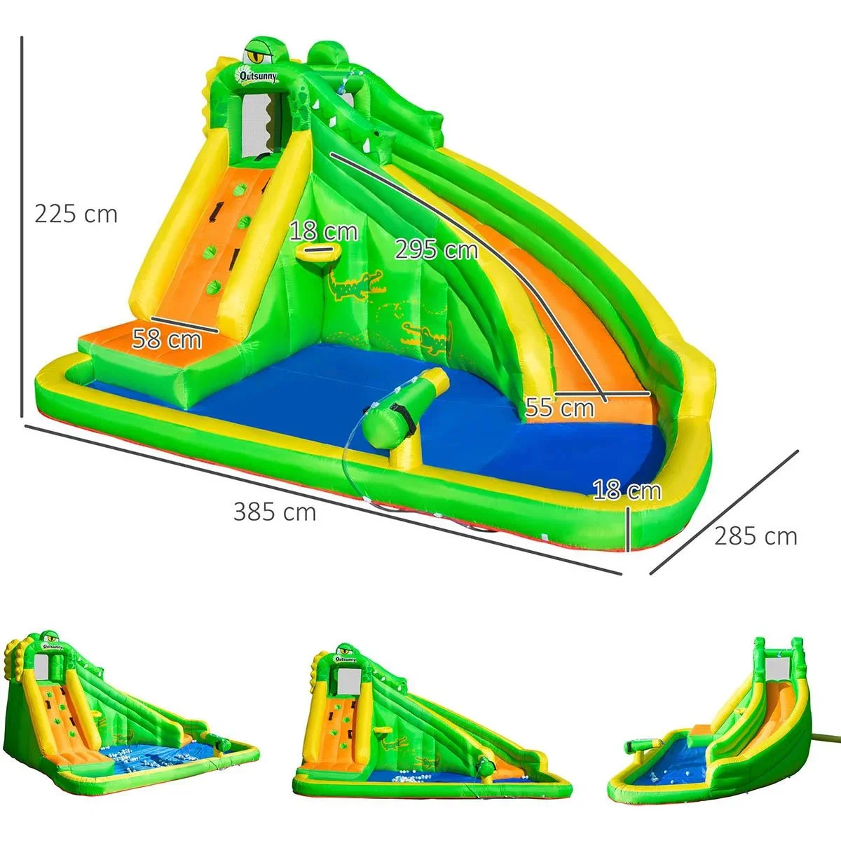 Aufblasbare Hüpfburg - mit Pool und Wasserkanone - 380 x 285 x 225 cm - 2