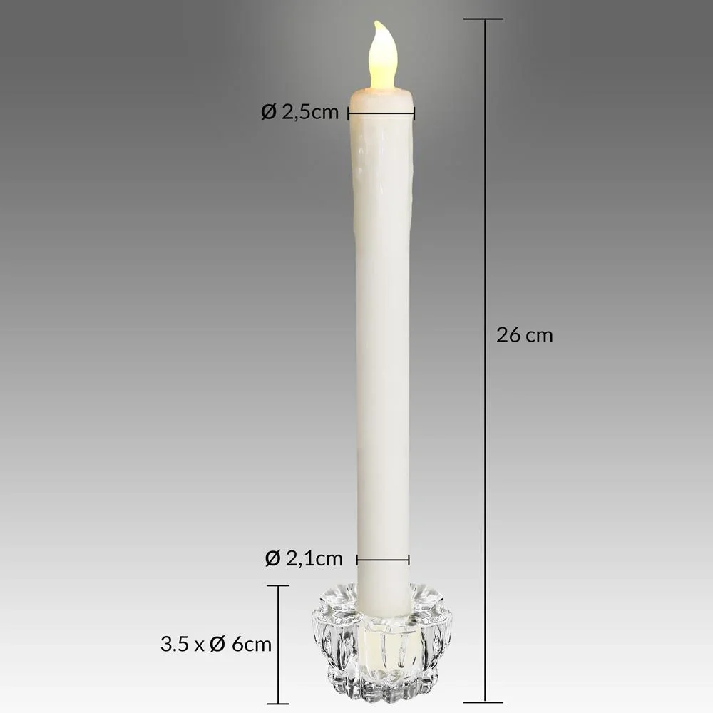 LED Stabkerze 4er Set Ø2,1cm inkl. Kerzenhalter - 0