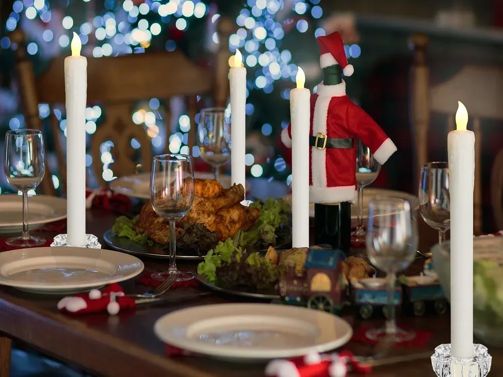 LED Stabkerze 4er Set Ø2,1cm inkl. Kerzenhalter - 1