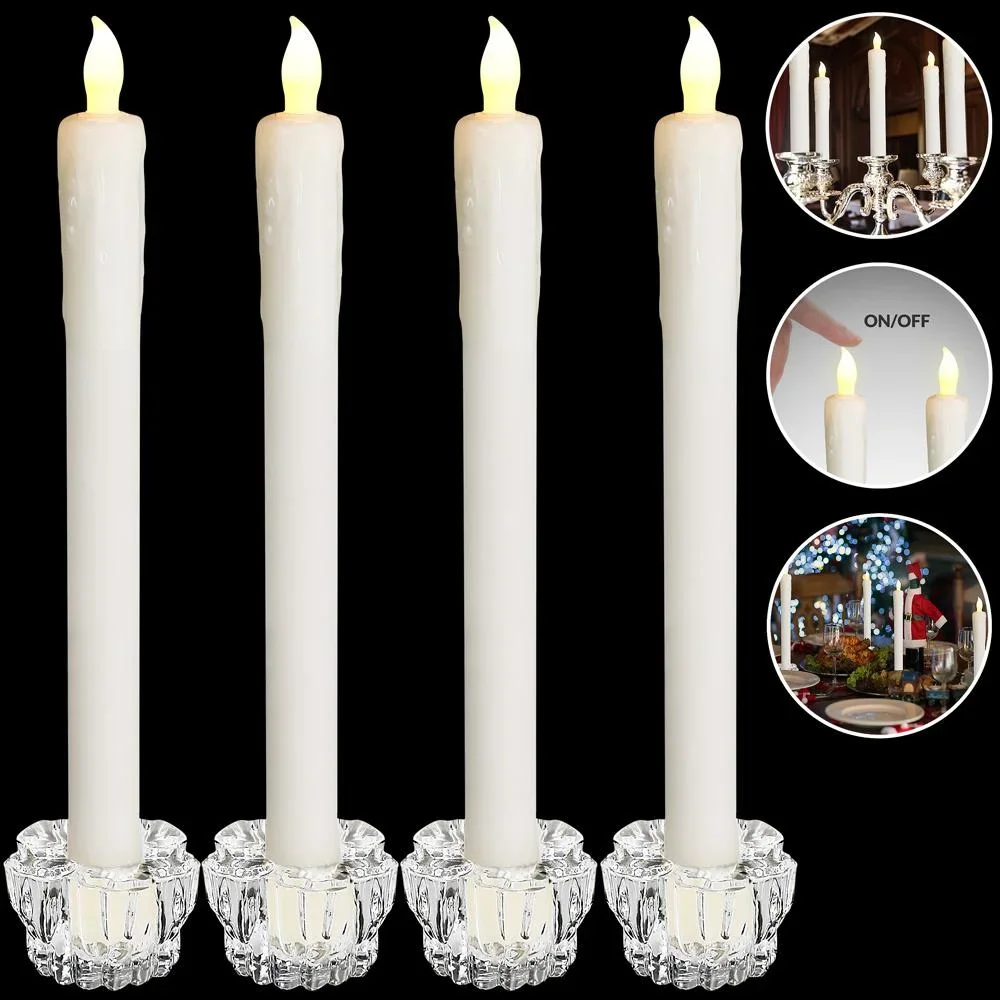 LED Stabkerze 4er Set Ø2,1cm inkl. Kerzenhalter - 7