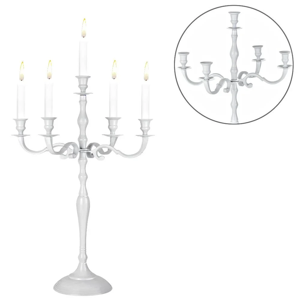 Kerzenleuchter weiß glänzend Aluminium 40cm 5-armig - 0