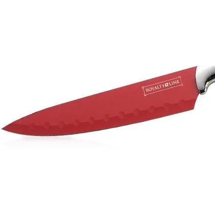6-teiliges Messerset mit Messerblock - rostfreier Stahl - rot - 1