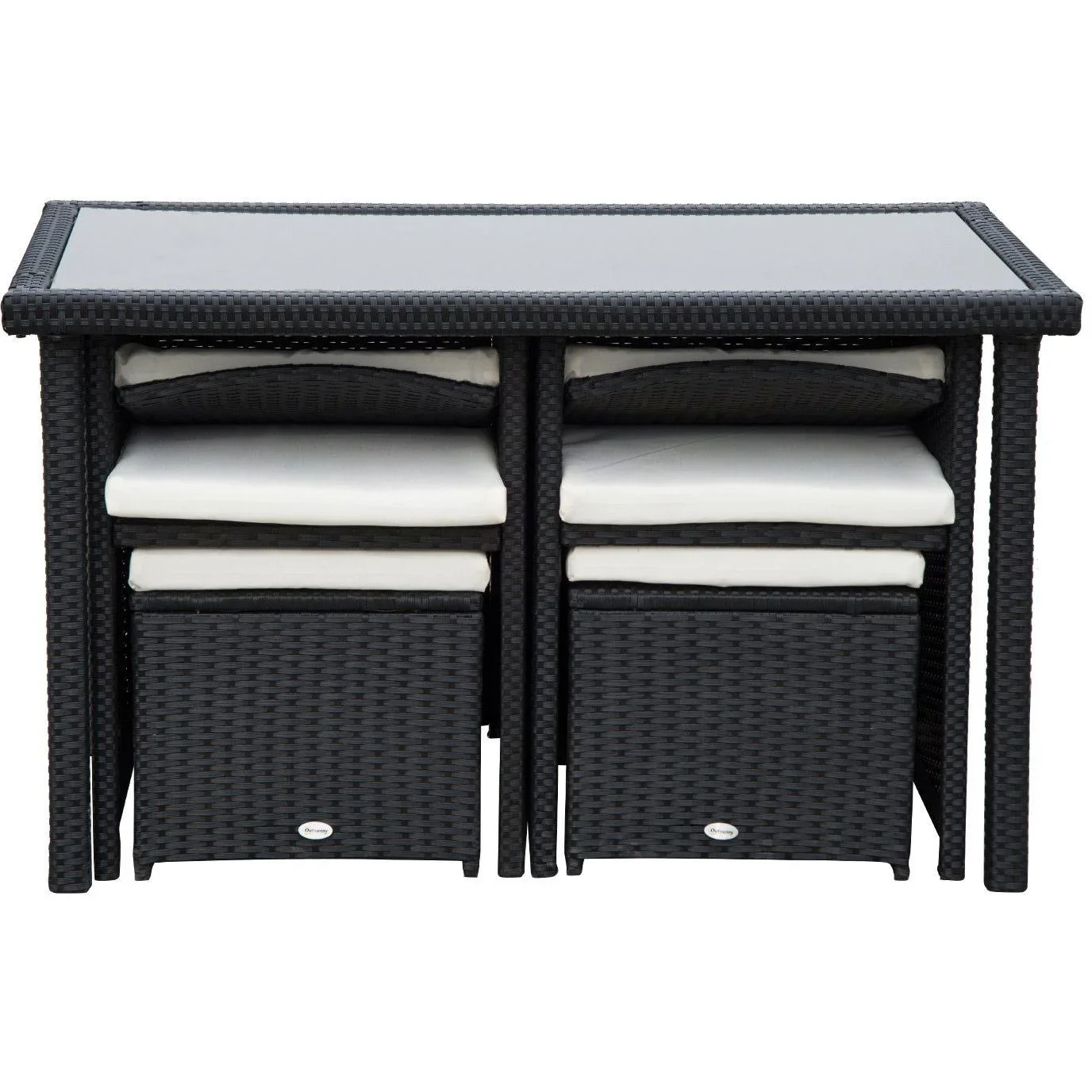 Polyrattan Sitzgruppe Gartenset 11 tlg, mit Kissen Schwarz - 0