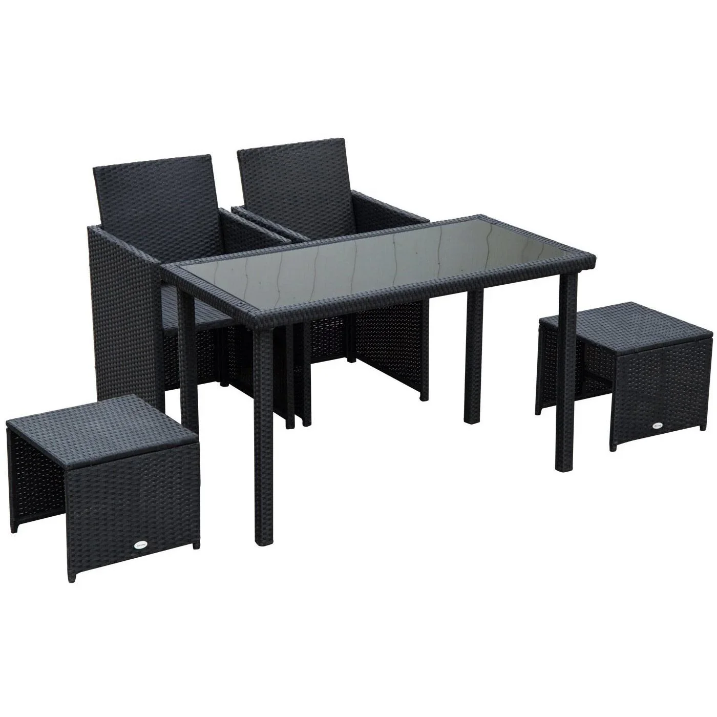 Polyrattan Sitzgruppe Gartenset 11 tlg, mit Kissen Schwarz - 5