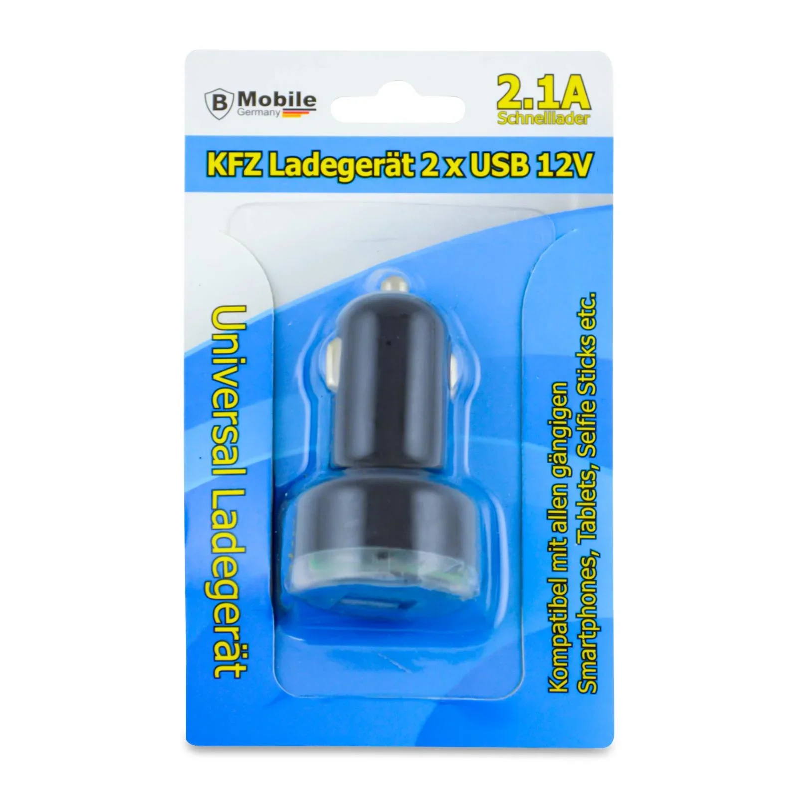 DUAL USB KFZ Ladeadapter, für 12 Volt Zigarettenanzünder, Schwarz - 0