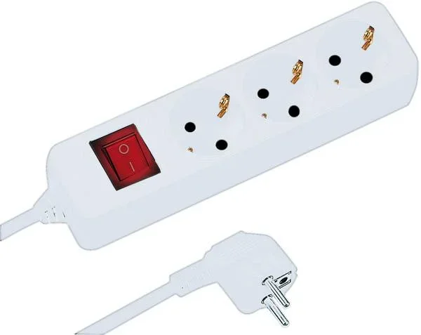 3-fach Tischsteckdose mit Schalter weiß 45°/ 1,4 m Kabel - 0