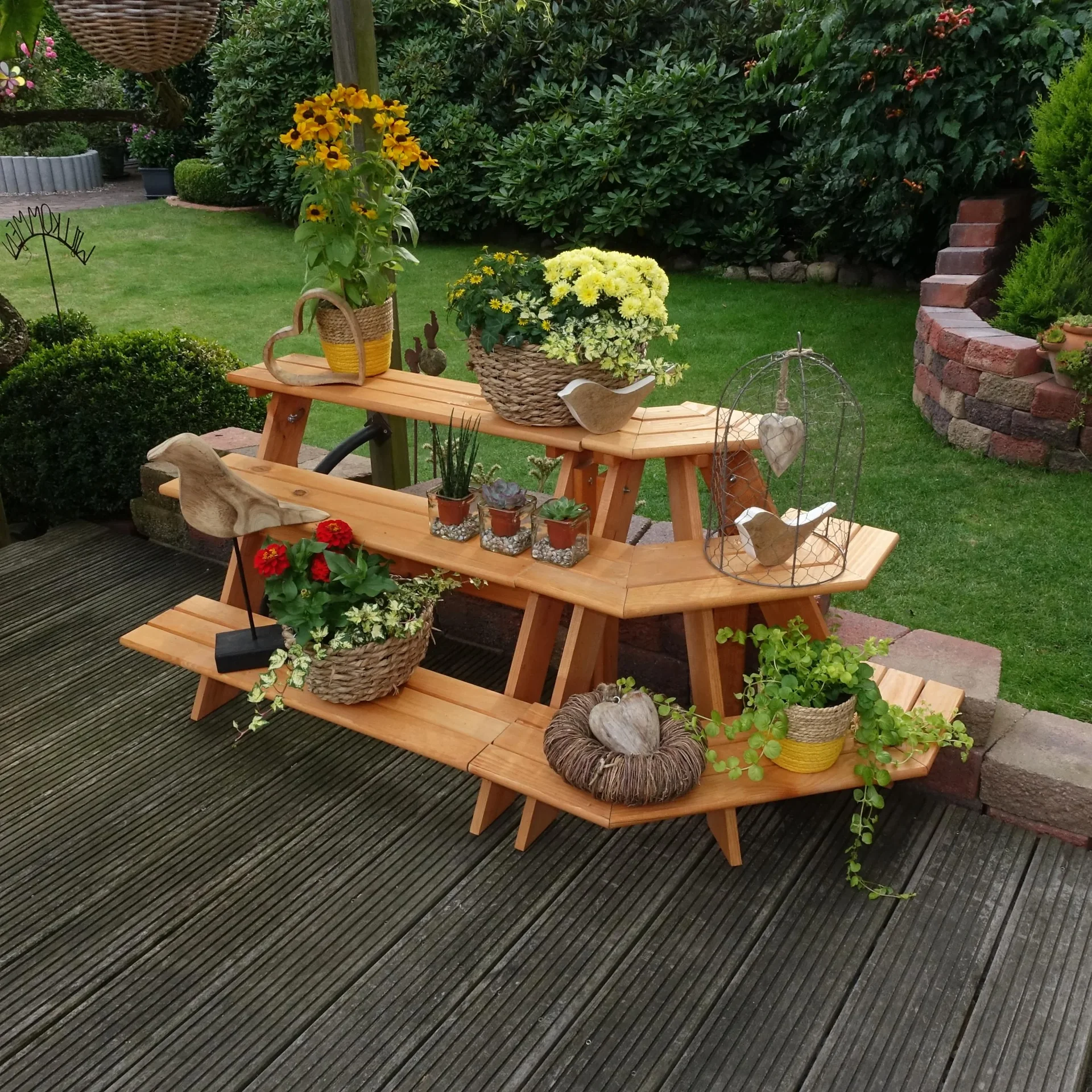 Blumentreppe mit Eckelement, braun - 0