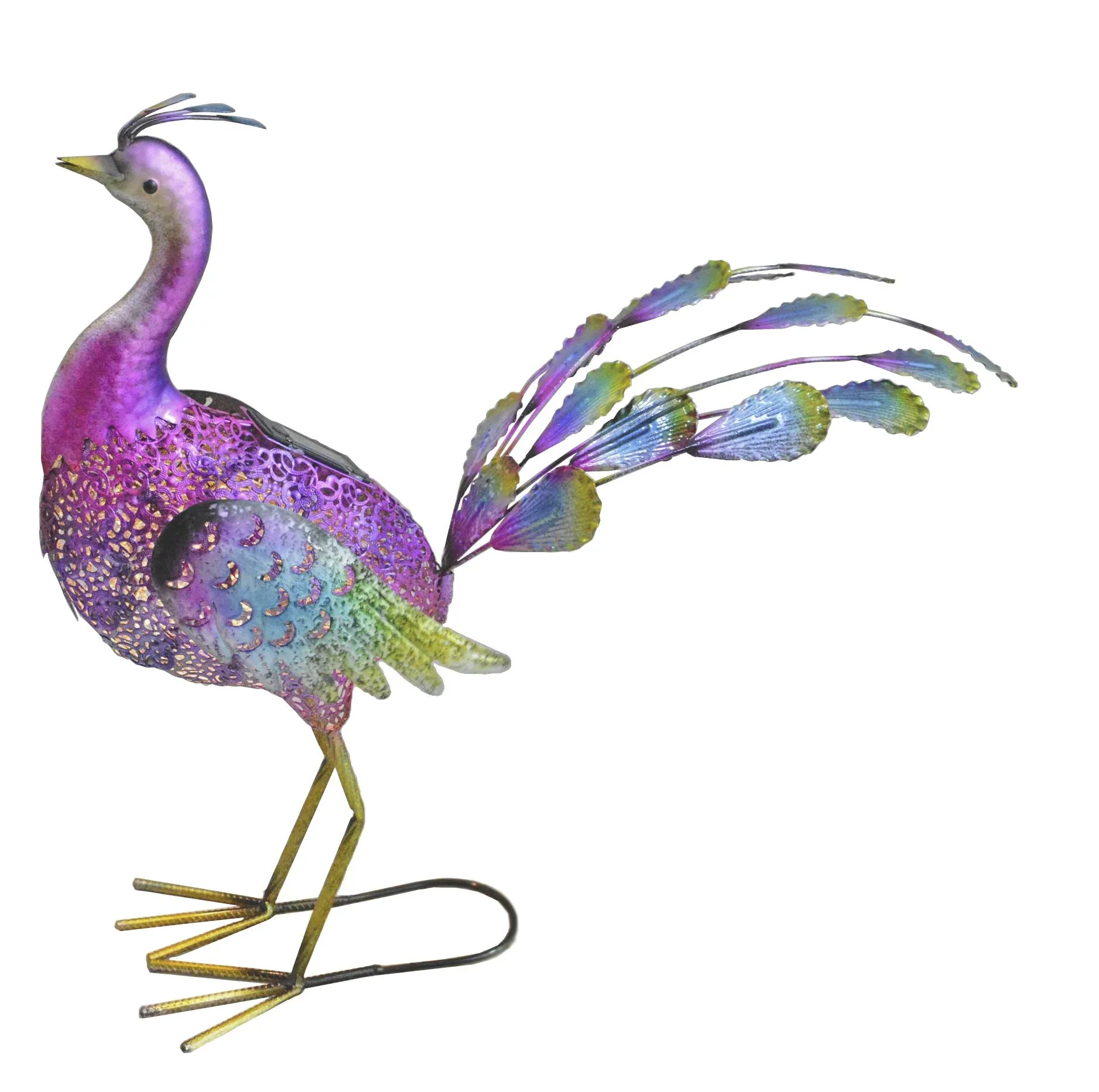 Metalldeko- Pfau Bonnie mit LED Solarbeleuchtung - 4