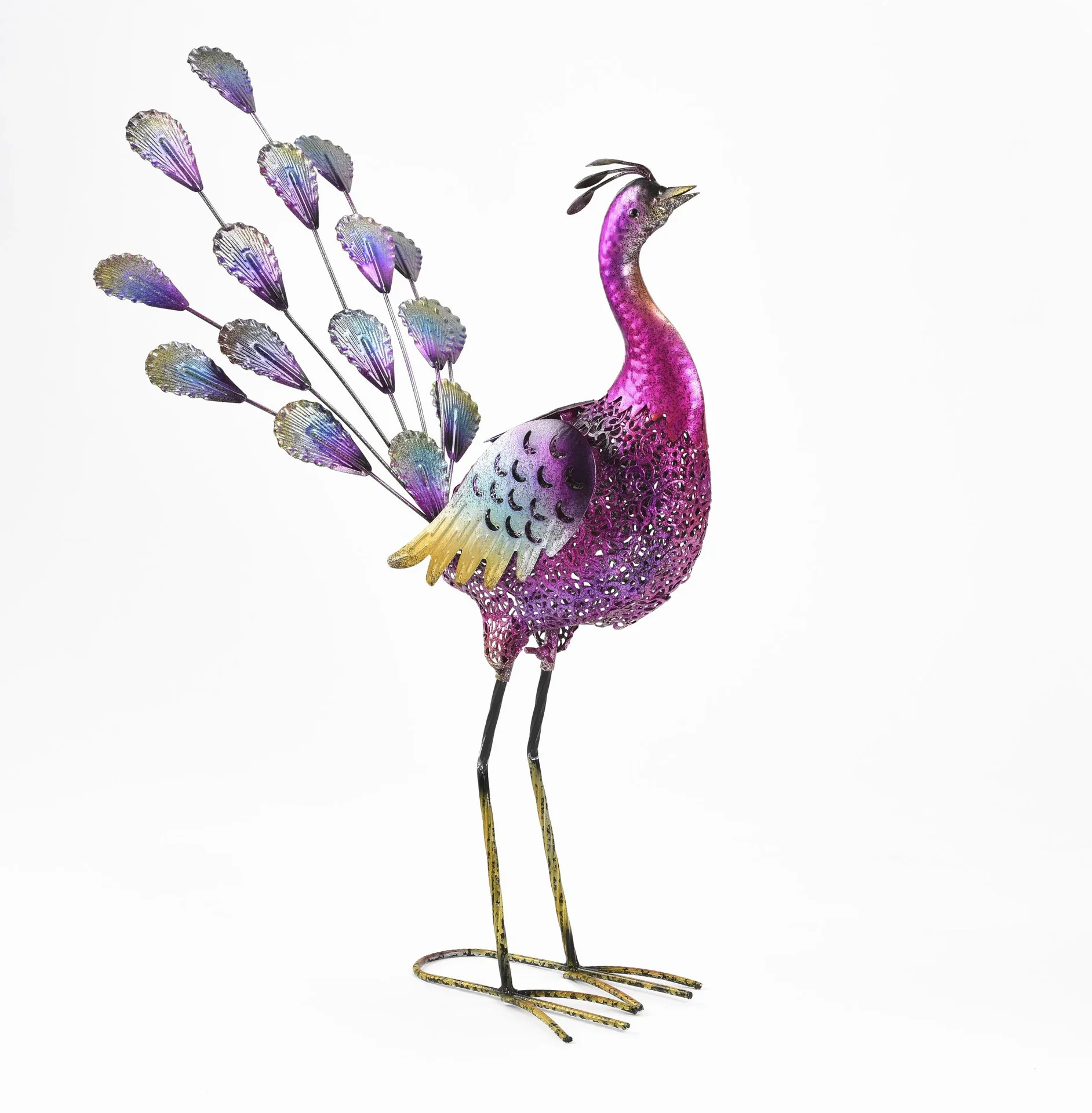 Metalldeko- Pfau Bonnie mit LED Solarbeleuchtung - 5