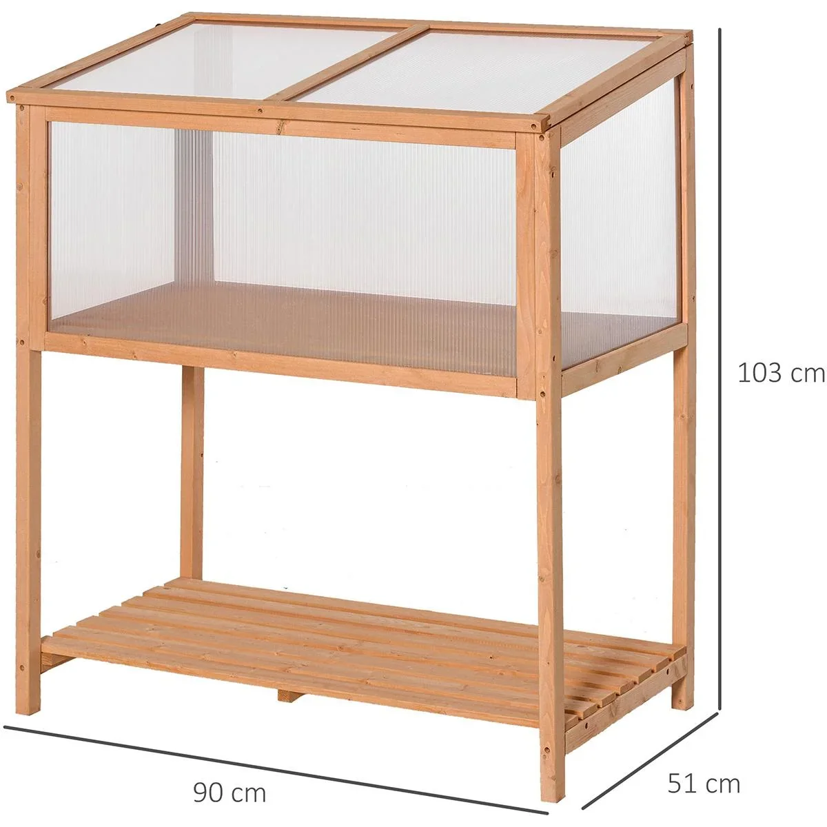Gewächshaus aus Massivholz mit Polycarbonatplatten Orange - 6