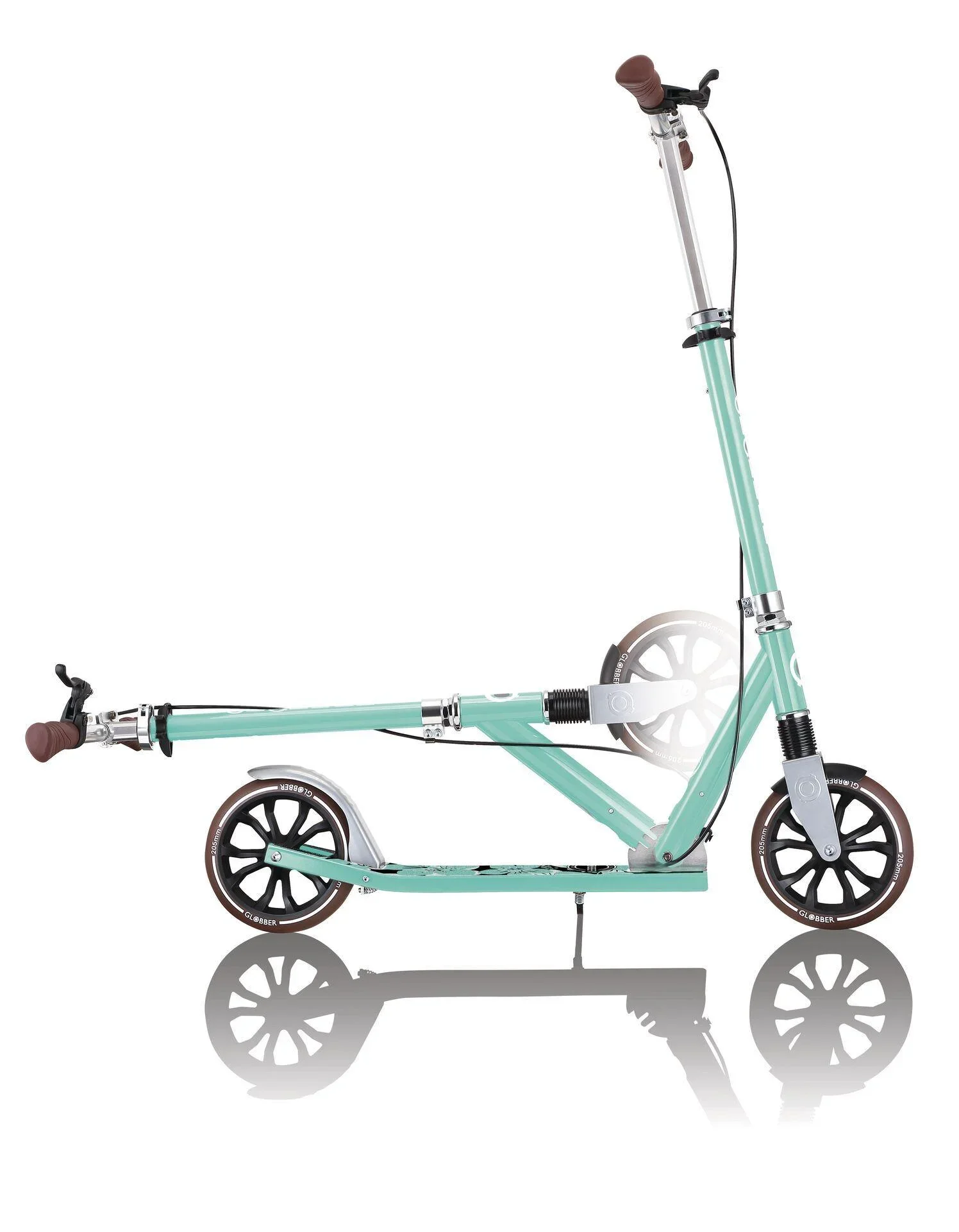 NL 205 Deluxe Tretroller, 205 mm, ABEC 7, Handbremse, höhenverstellbar, Frontfederung, Klappmechanismus, mint - 6