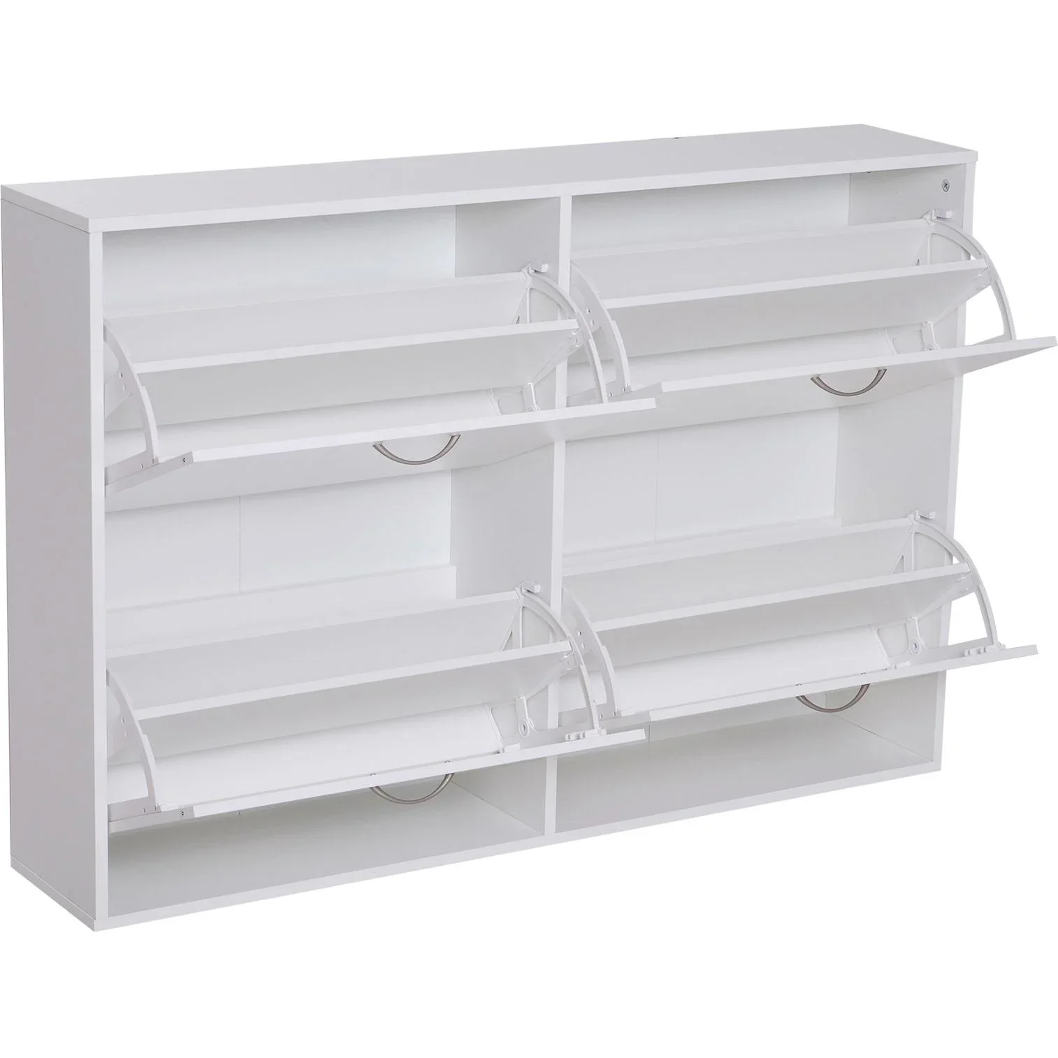 Schuhkipper Schuhschrank Schuhständer Schuhregal mit 4 Klappen 16 24 Paar Spannplatte Weiß 120 x 24 x 81 cm - 1