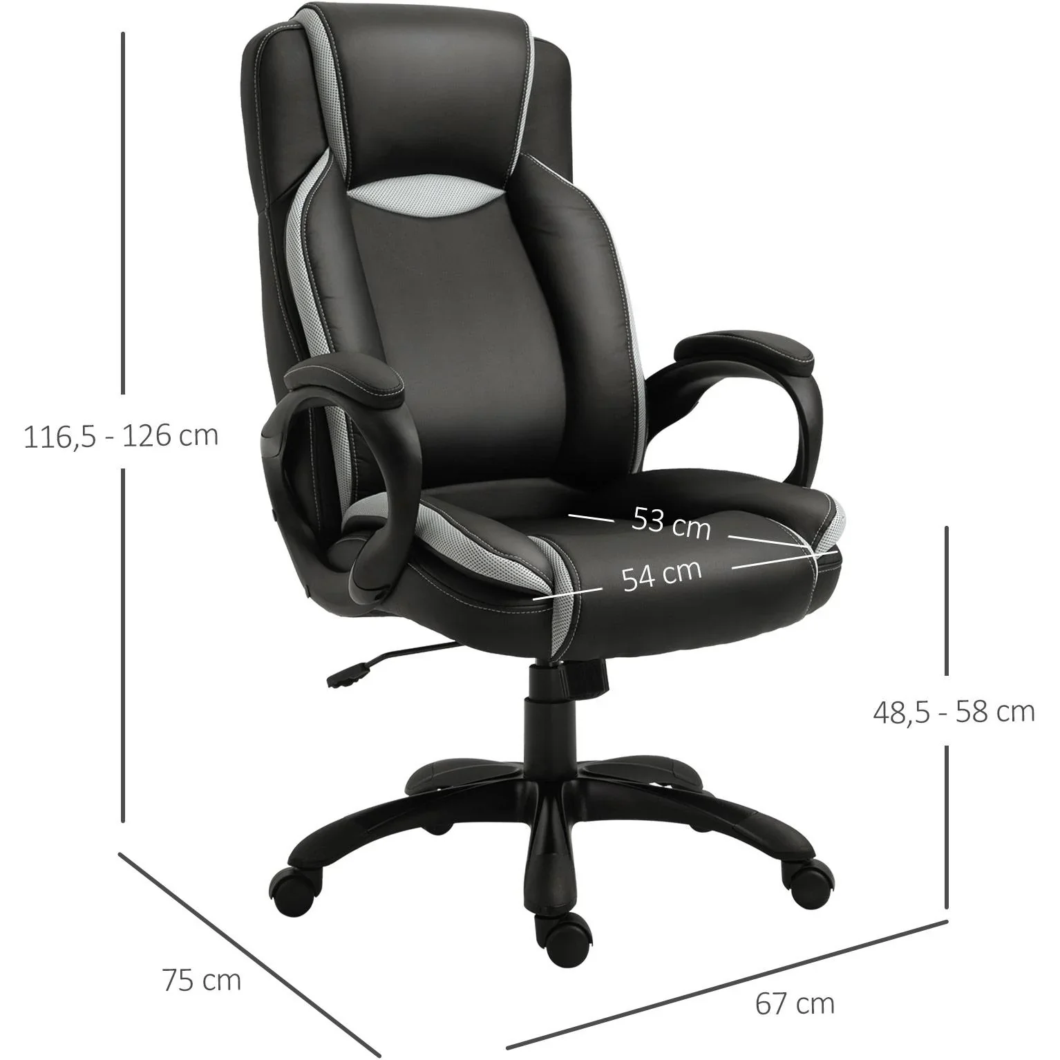 Drehstuhl, schwarz, weiß - 1