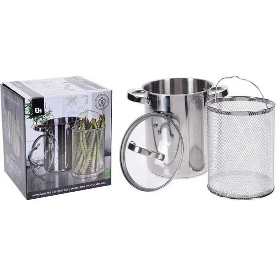 Excellent Houseware Spargeltopf mit Glasdeckel - 4,2 Liter - 0