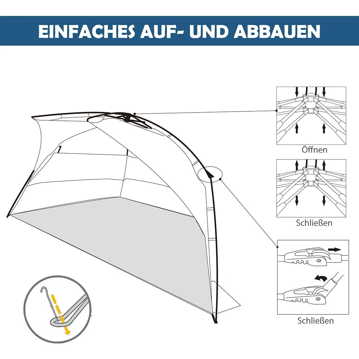 Strandmuschel für 2 Personen blau - 1