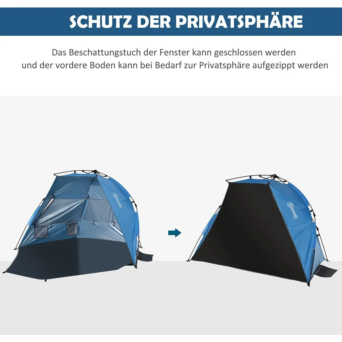 Strandmuschel für 2 Personen blau - 2