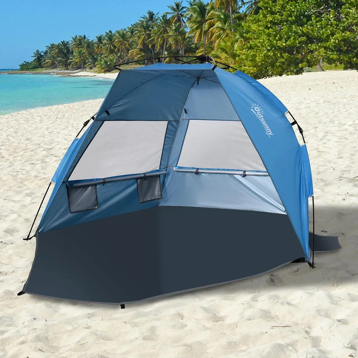 Strandmuschel für 2 Personen blau - 4