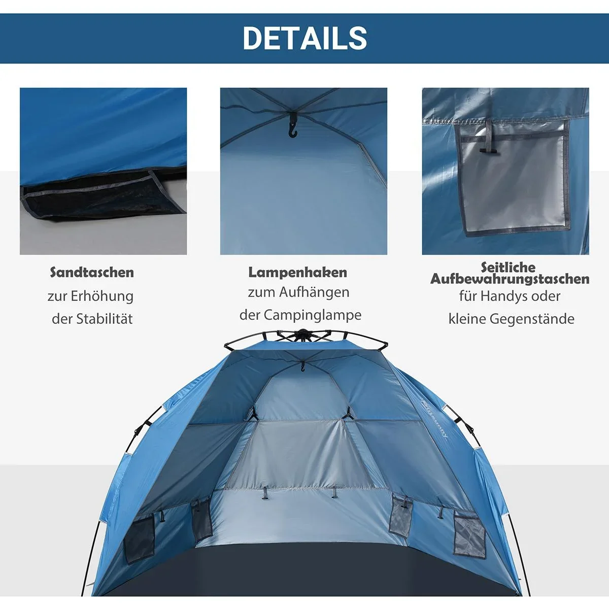 Strandmuschel für 2 Personen blau - 5