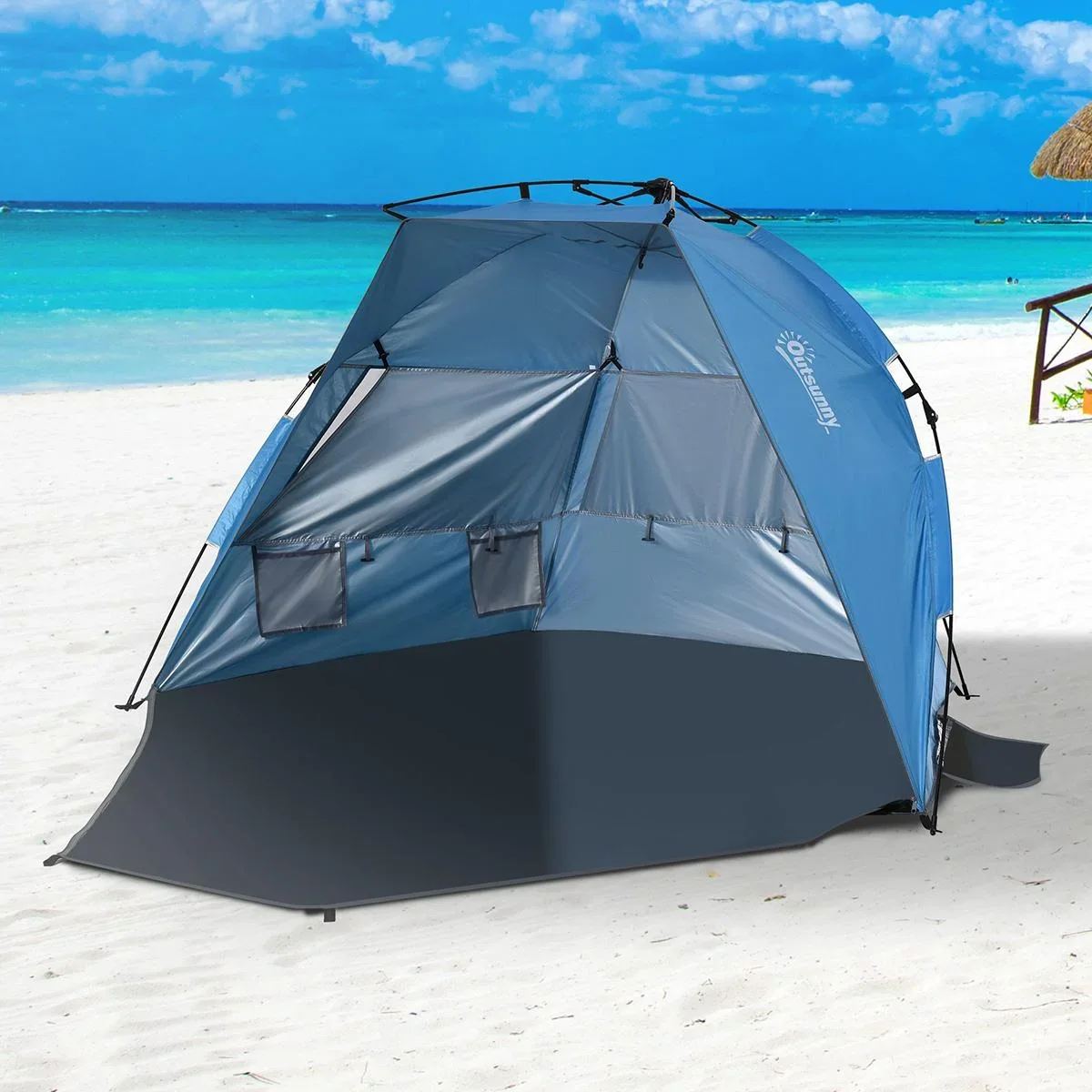 Strandmuschel für 2 Personen blau - 6
