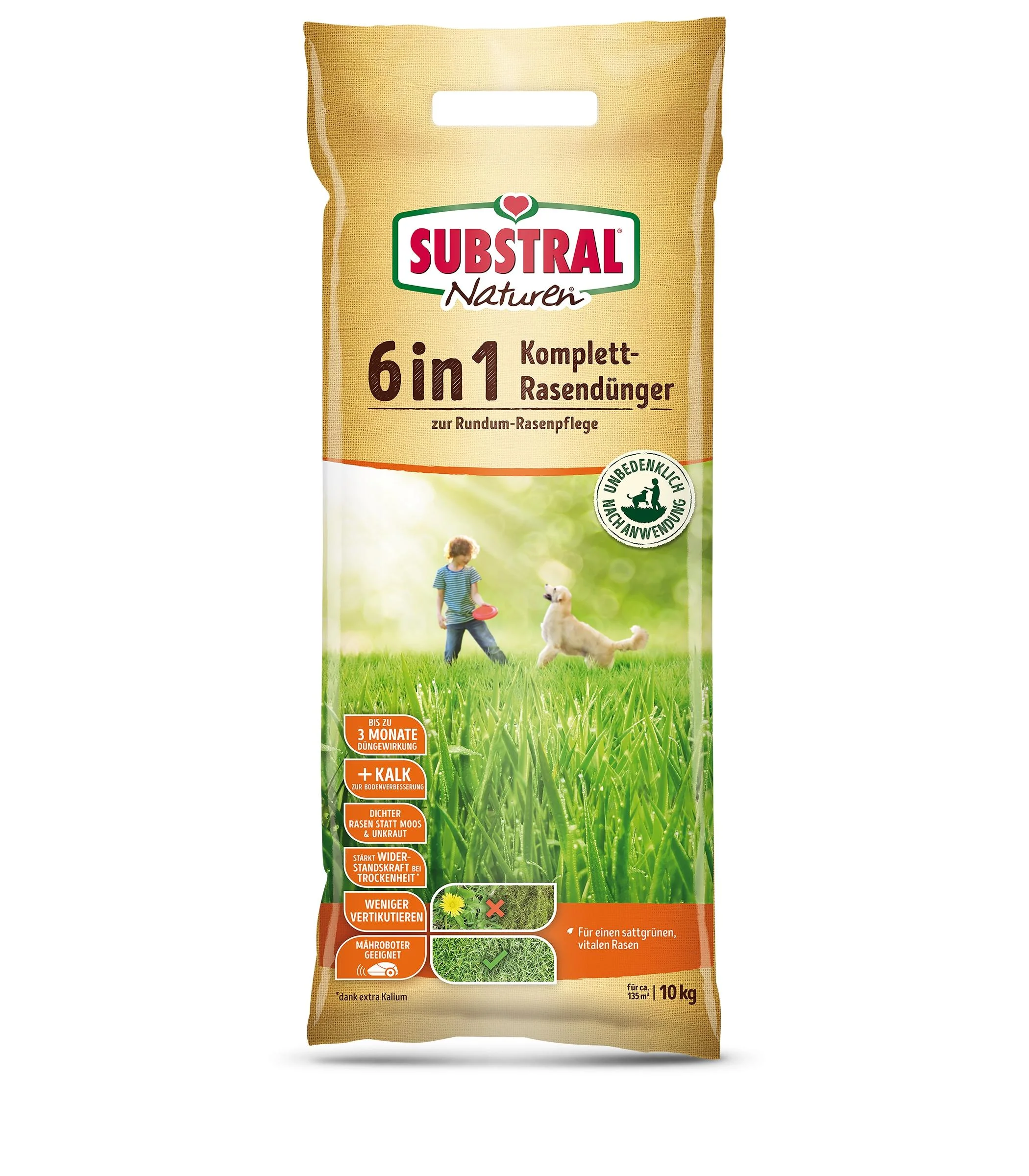 Komplett-Rasendünger 6 in 1 - 10 kg für 135 m² - 0