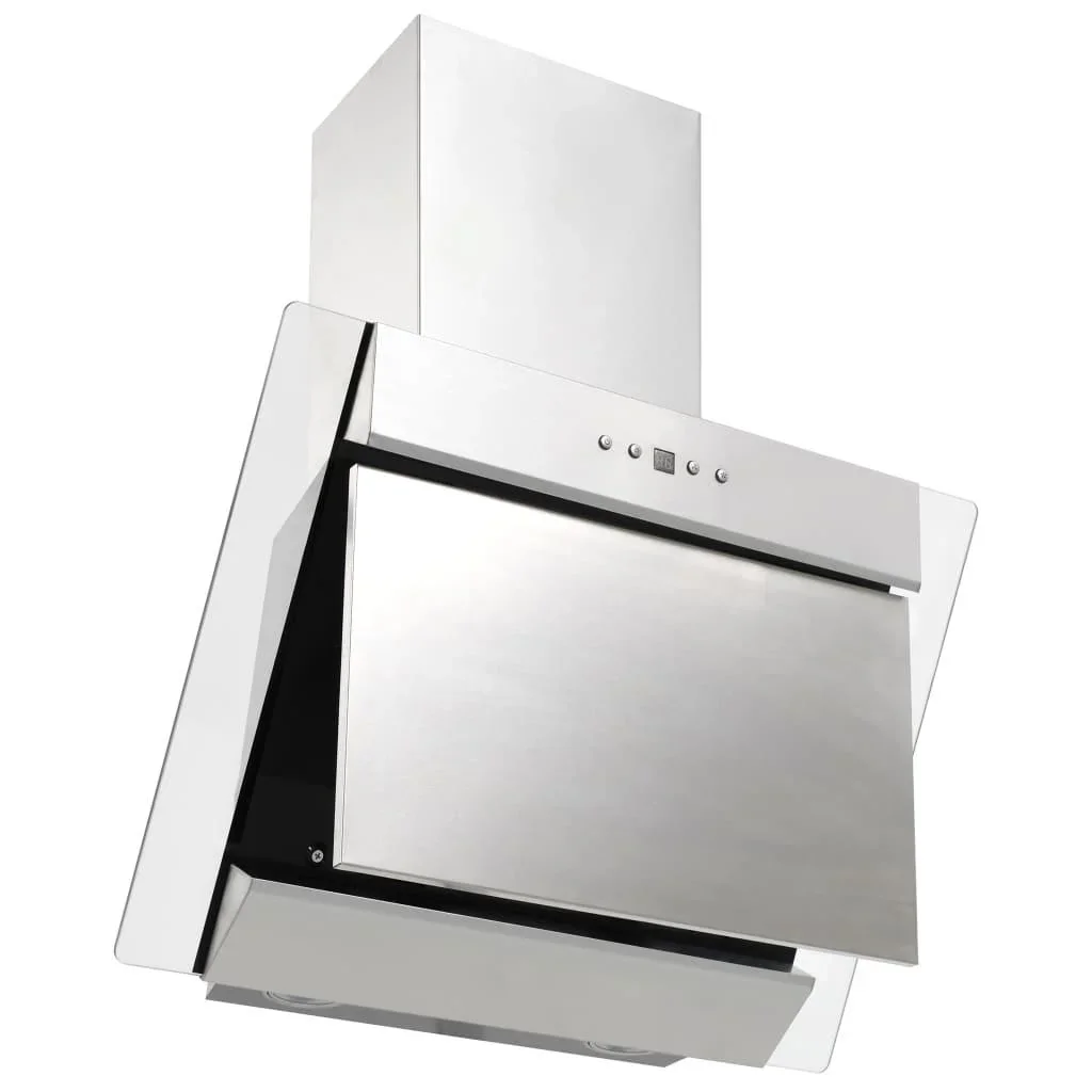 Wandhaube 60 cm Edelstahl gehärtetes Glas silberfarben - 0