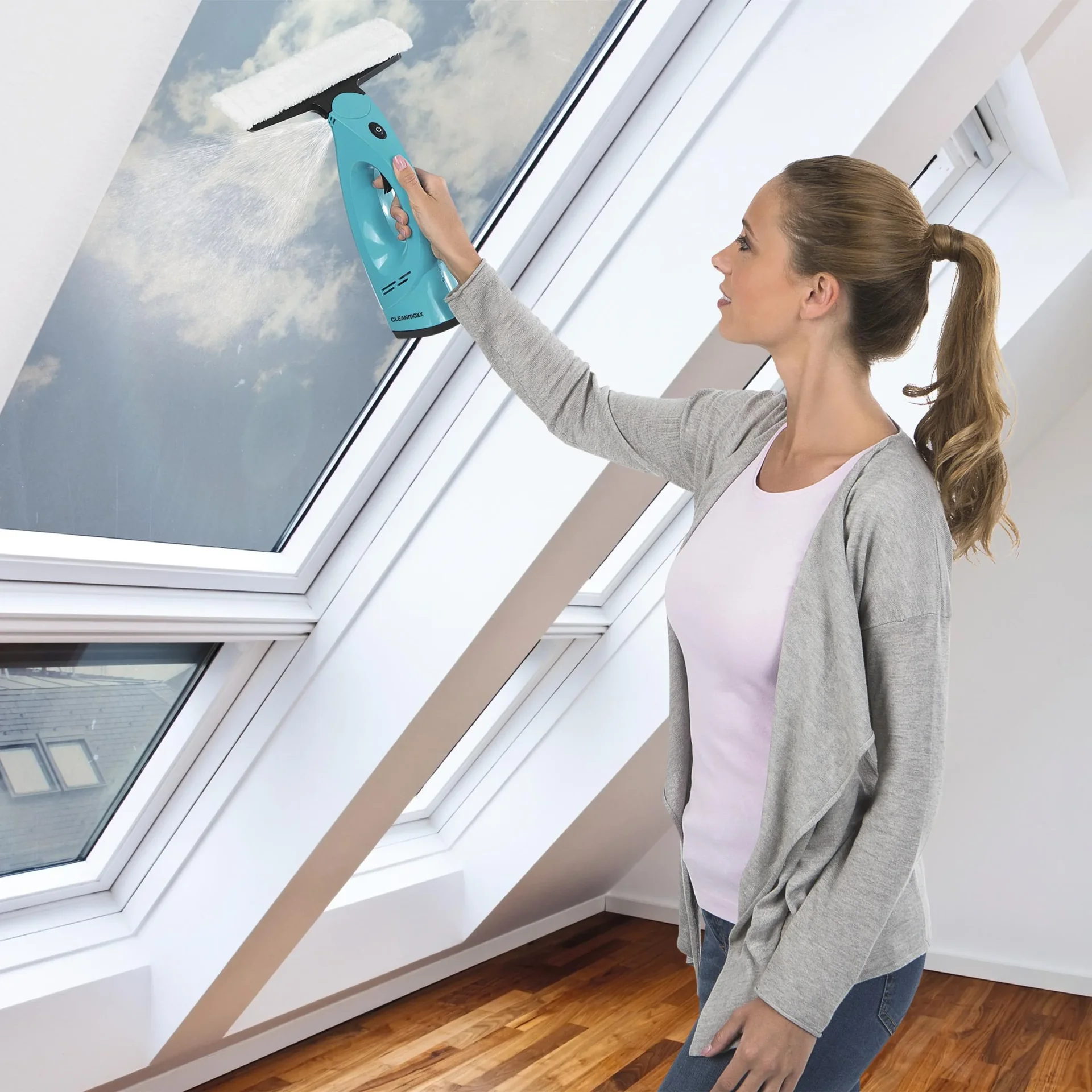 Akku Fensterreiniger 3in1 - Fenstersauger mit Sprüher - Einschäumer - Abzieher - 6