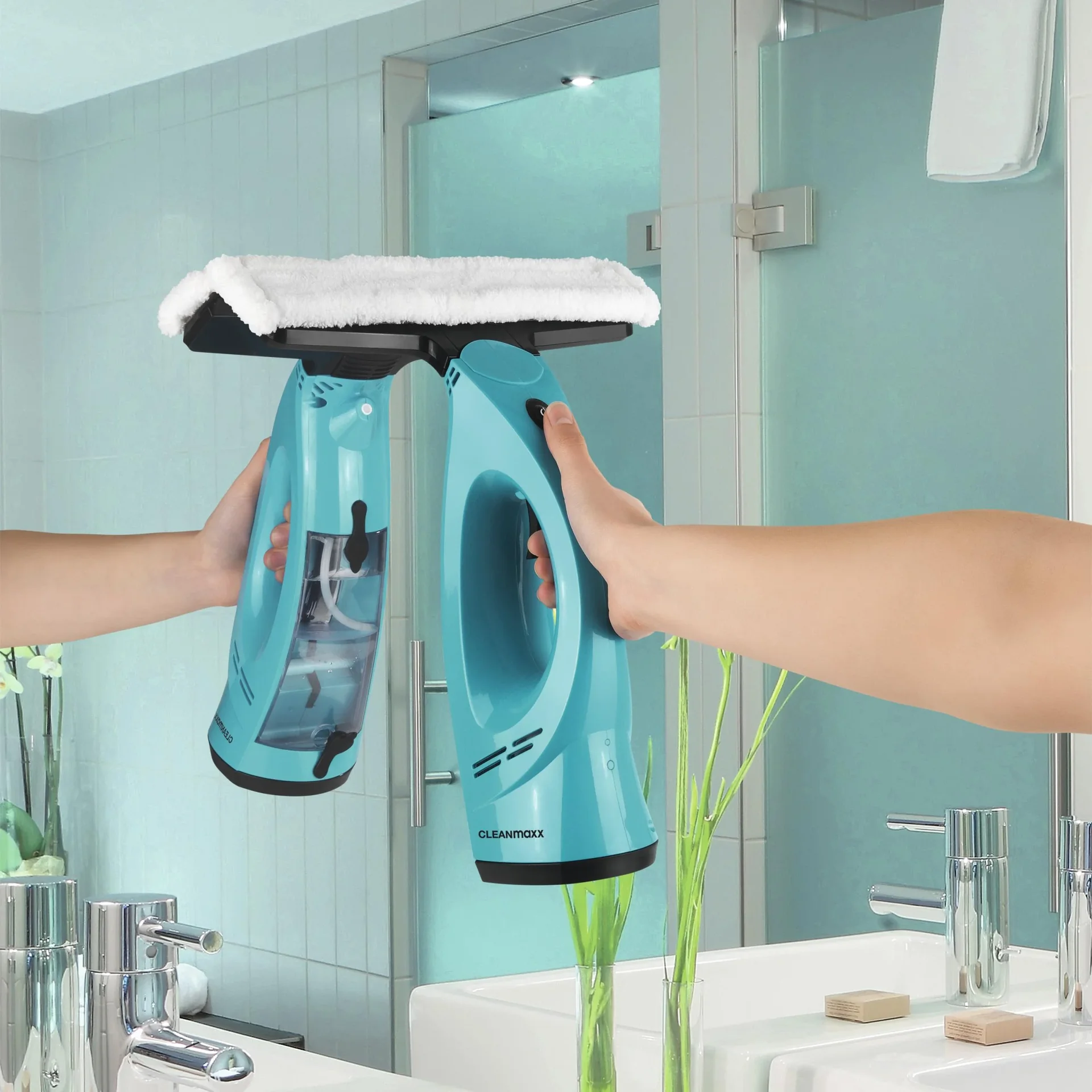 Akku Fensterreiniger 3in1 - Fenstersauger mit Sprüher - Einschäumer - Abzieher - 10