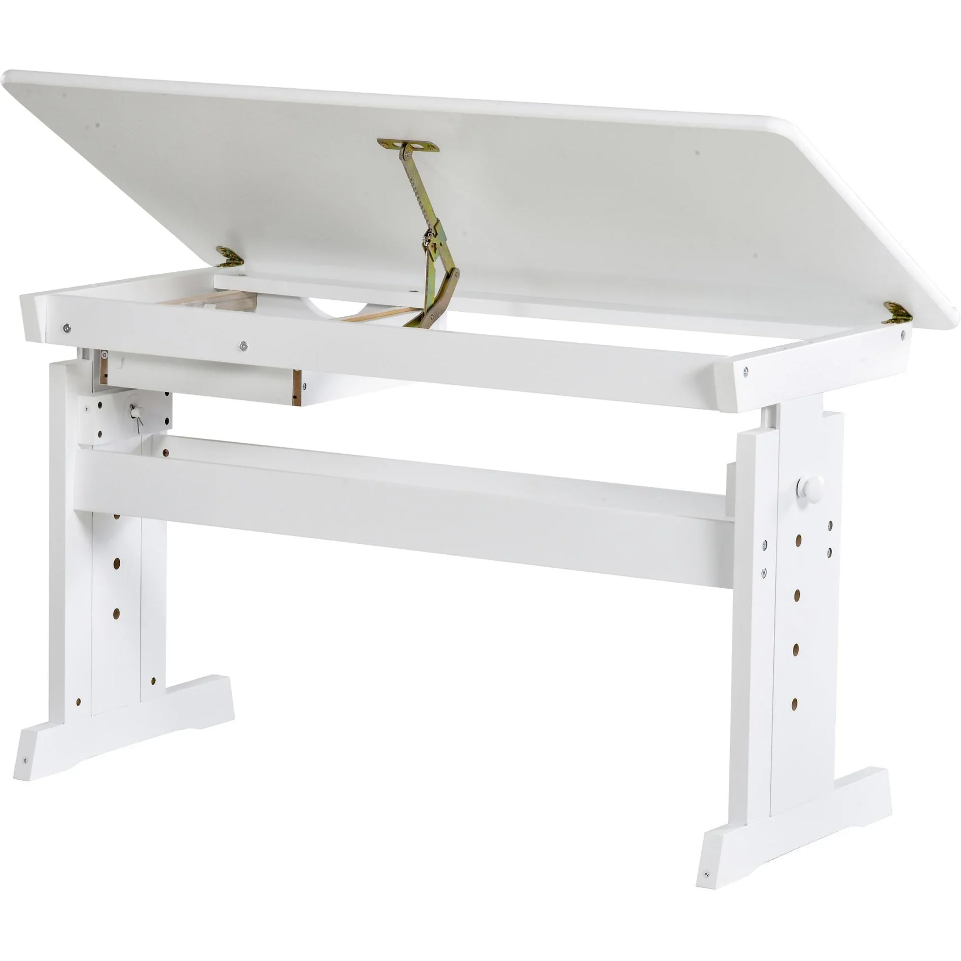 Arbeitstisch verstellbar mit Schublade, weiß - 2