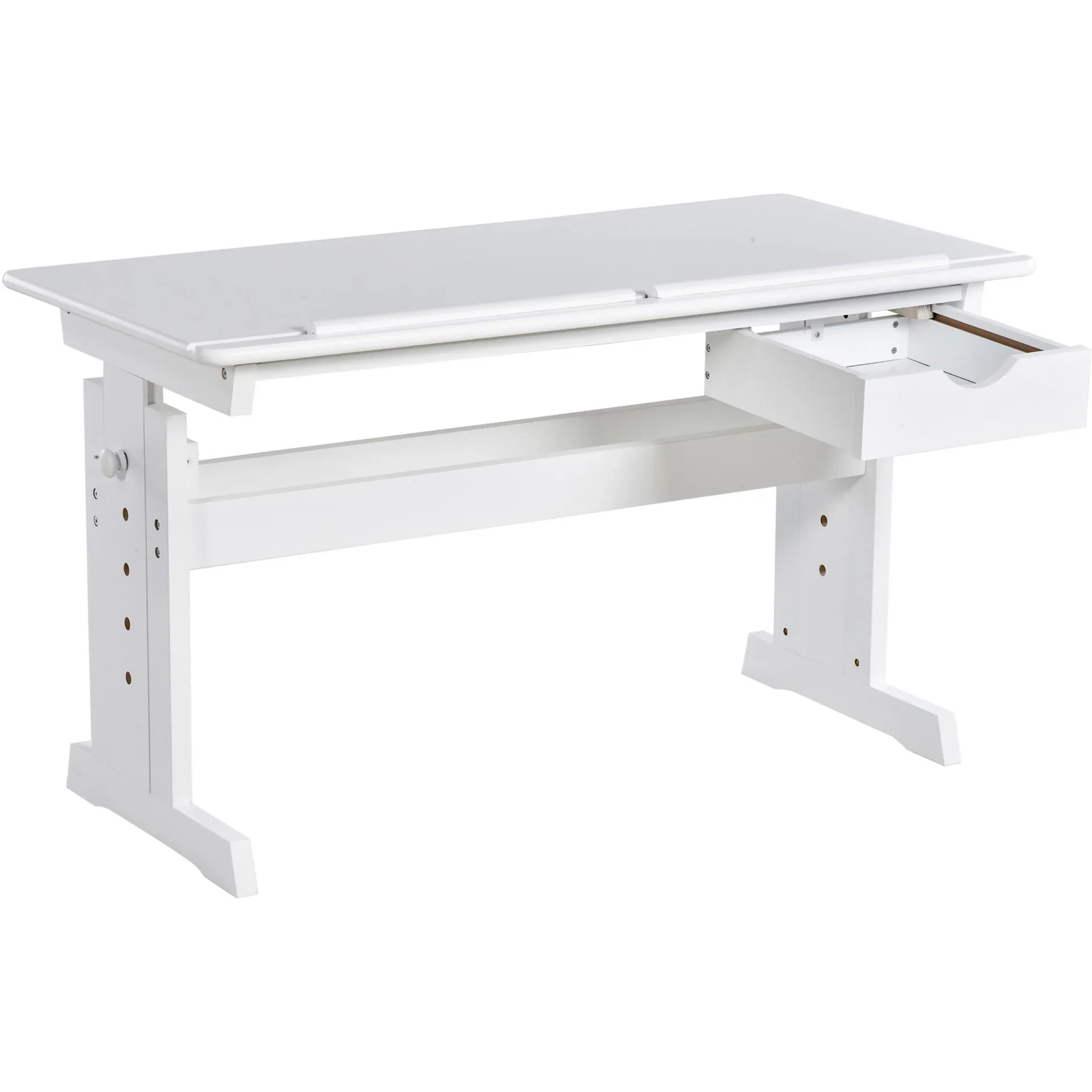 Arbeitstisch verstellbar mit Schublade, weiß - 3