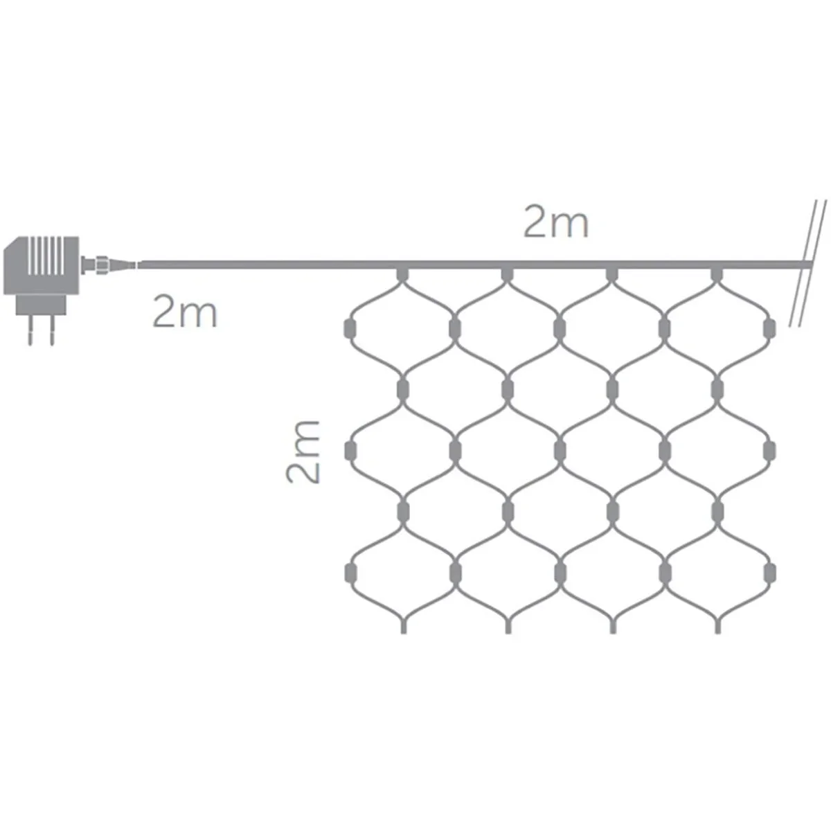 Vellight Netzbeleuchtung - 2x2m - 144 LED- Kaltweiß - Innen und Außen - 1