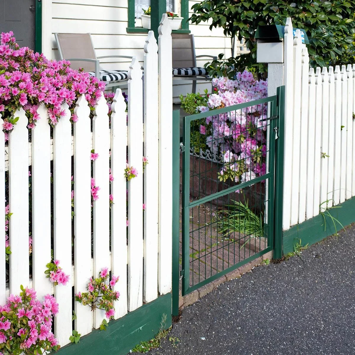 Gartentor Gartentür Zauntor Hoftür aus Stahl mit Griff Schloss und Schlüsseln 97 x 170 cm Grün - 1