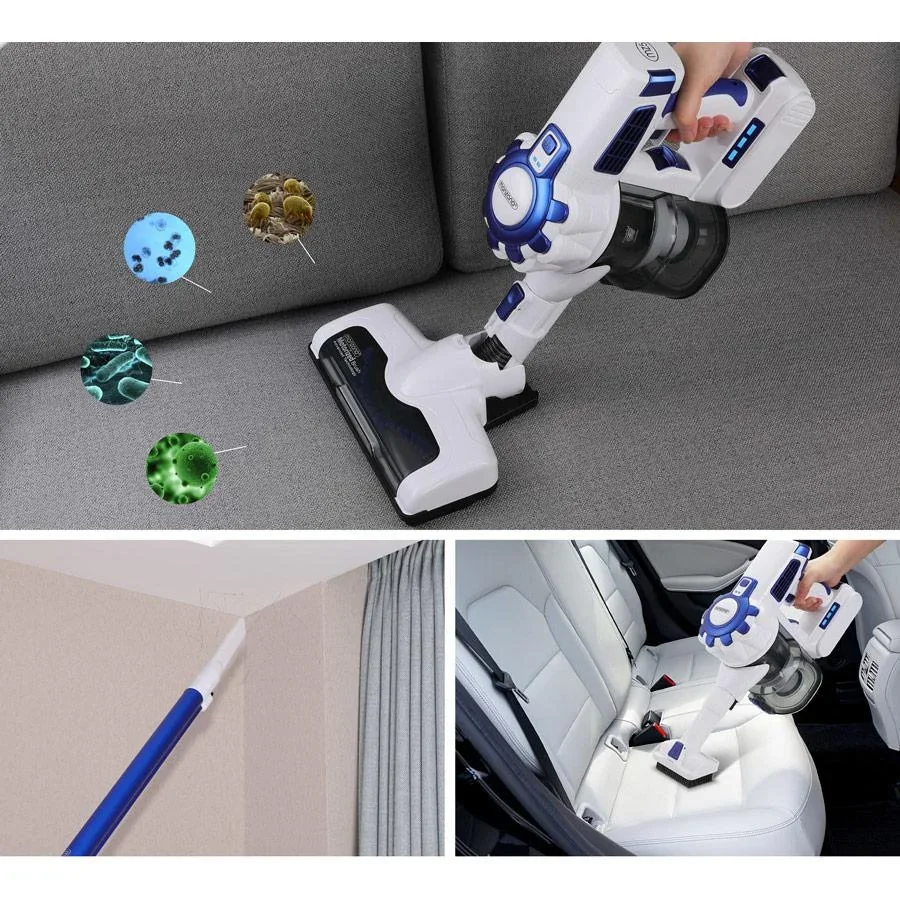 Kabelloser Staubsauger - All in 1 inklusive Ladestation etc. am Akku MZ5 Weiß/Blau - 0