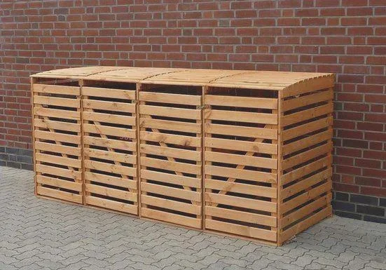 Mülltonnenbox Vario 4 für 4 Tonnen, honigbraun - 0