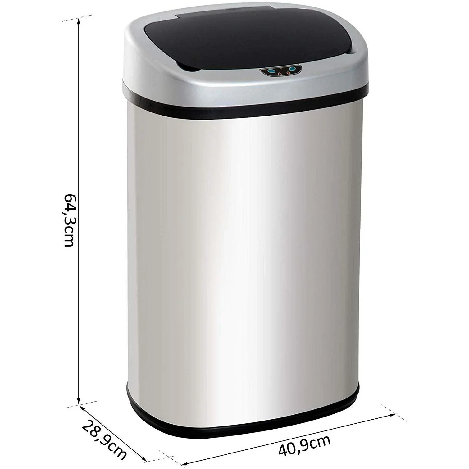 Mülleimer Automatik mit Infrarotsensor 48L Silber - 0