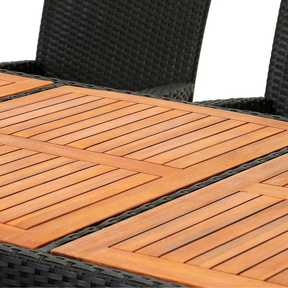 Gartengarnitur 17-Sitzer - Polyrattan-Sitzgruppe Rom schwarzes Akazienholz - 4