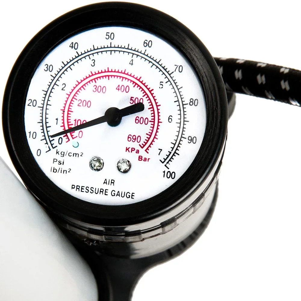 Stand-/Fahrradluftpumpe aus Aluminium mit Manometer - 0