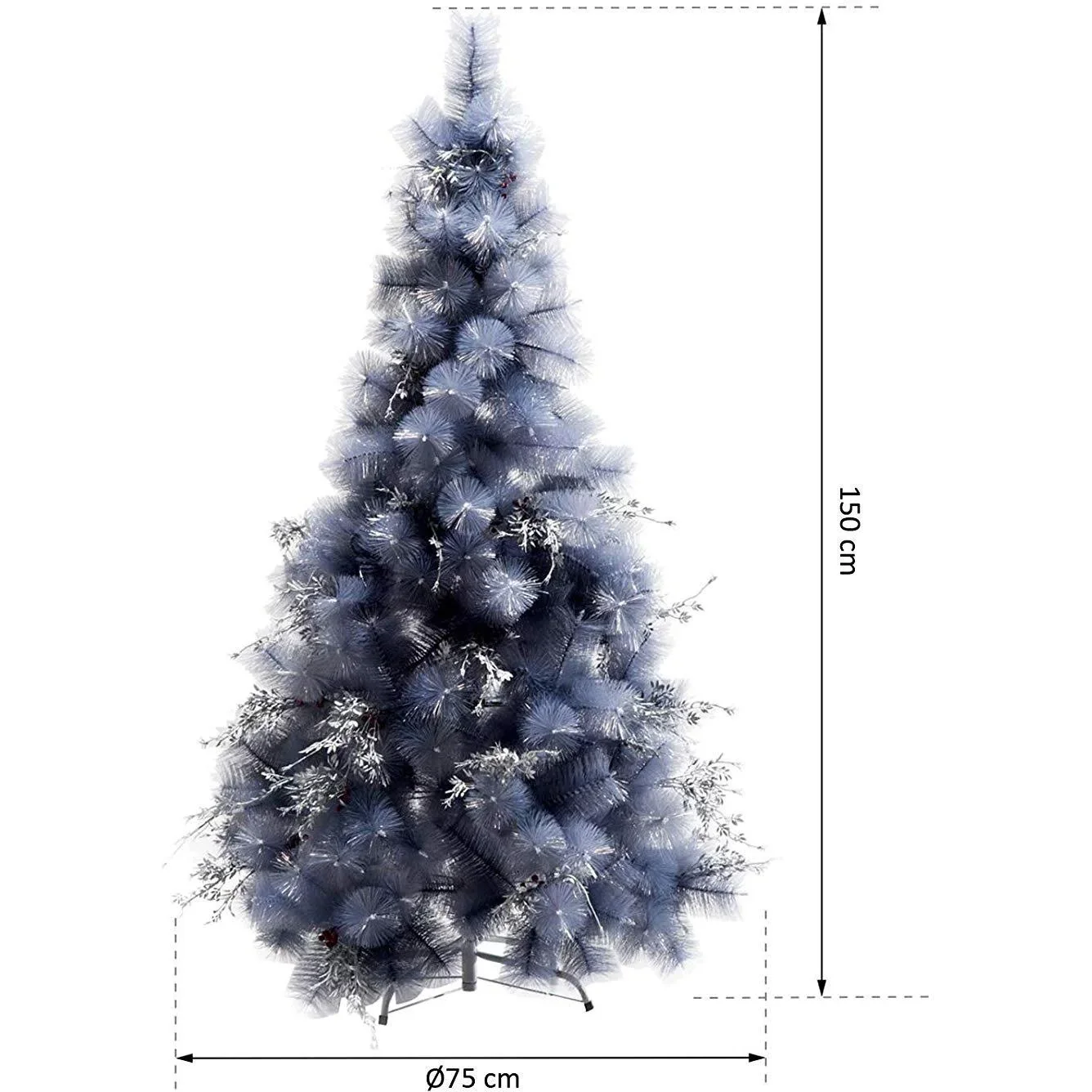 Künstlicher Weihnachtsbaum mit silber Zweigen und roten Beeren - 3