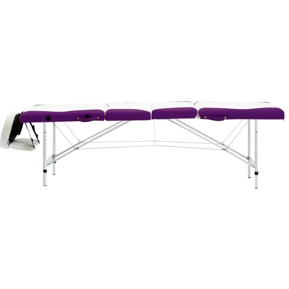 Klappbarer Massagetisch 4 Zonen Aluminium weiß und lila - 3