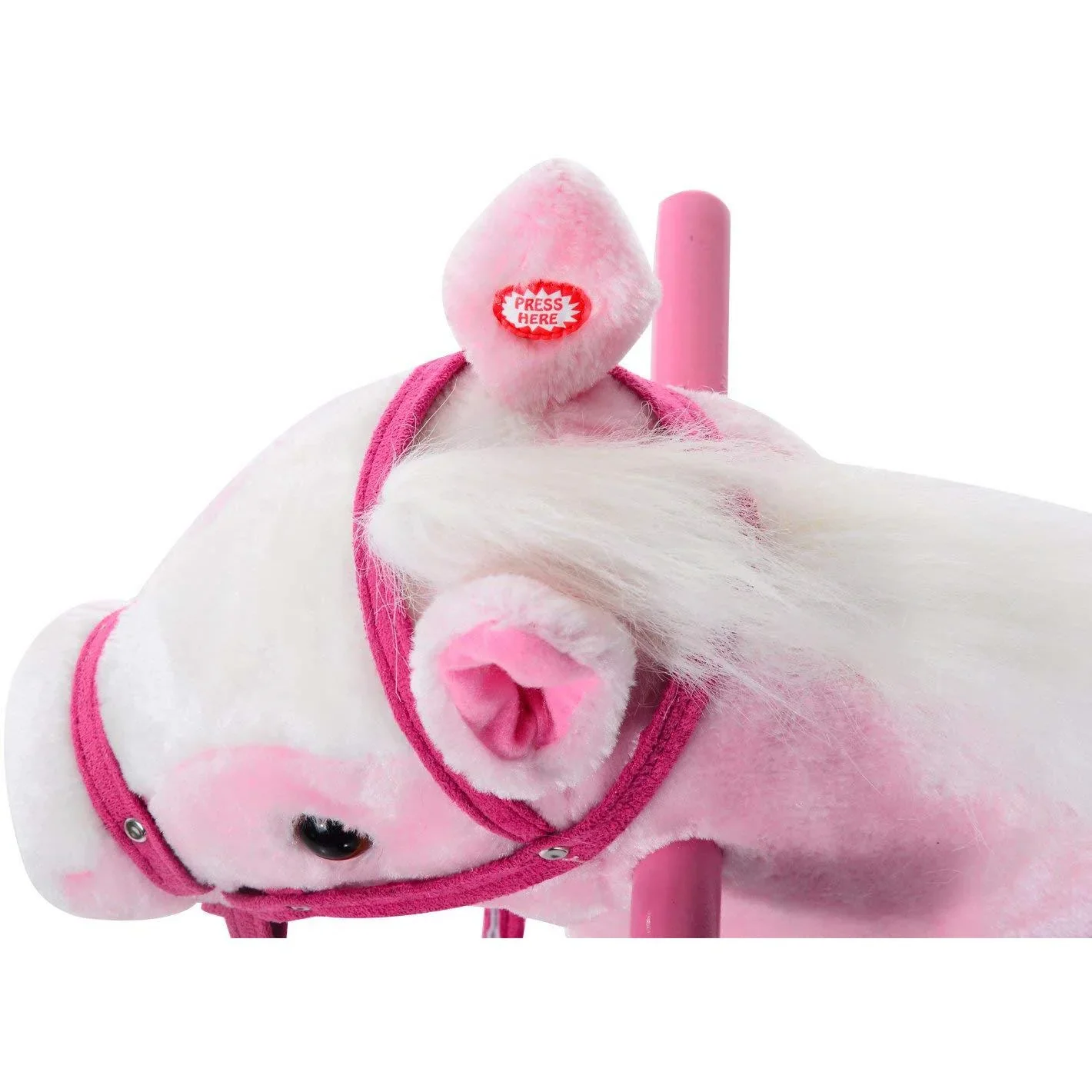 Schaukelpferd Kinder Schaukeltier Schaukelspielzeug Wiehern Pink - 1
