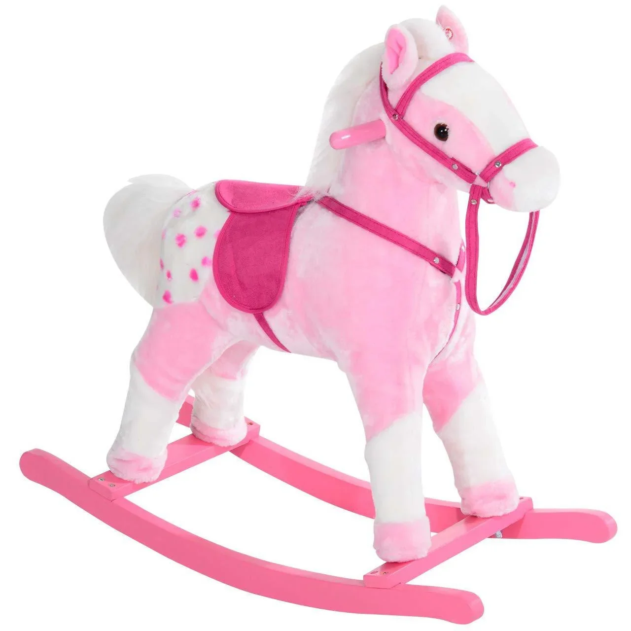 Schaukelpferd Kinder Schaukeltier Schaukelspielzeug Wiehern Pink - 3