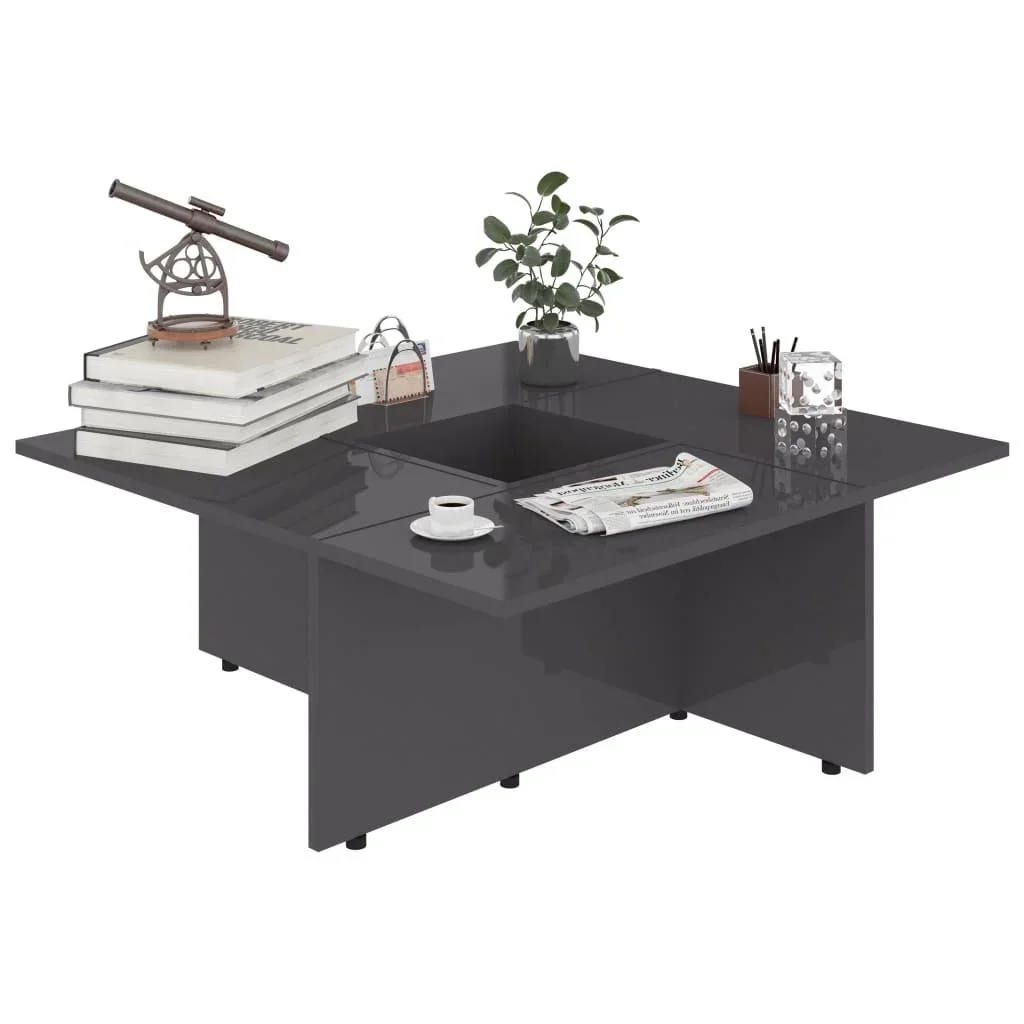 Couchtisch 79,5x79,5x30 cm Spanplatte hochglänzend grau - 0