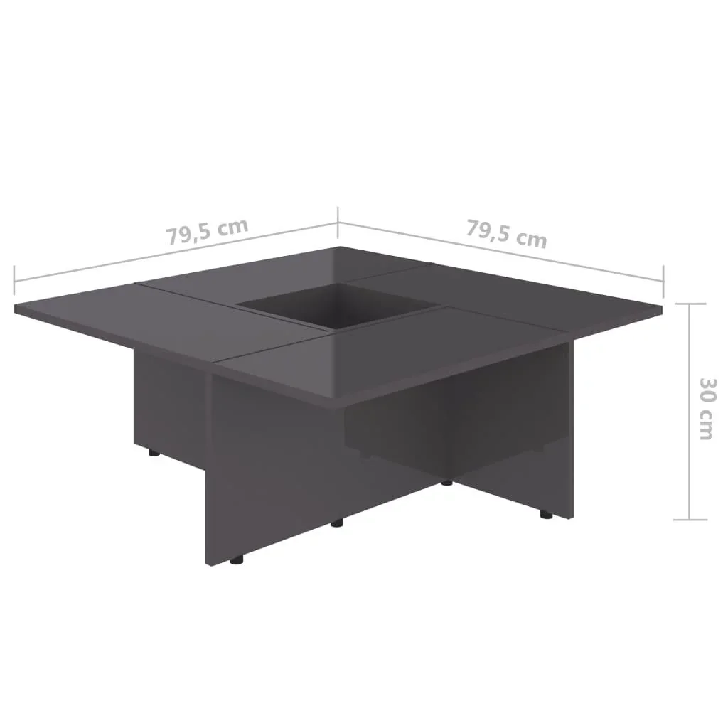 Couchtisch 79,5x79,5x30 cm Spanplatte hochglänzend grau - 3