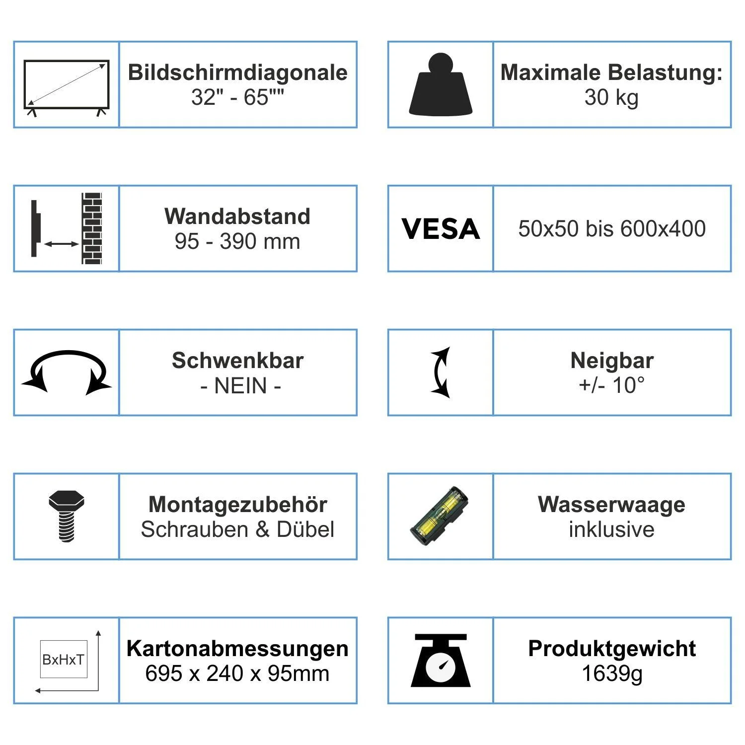 Comfort LCD TV Wandhalter  32-65 Zoll - 0