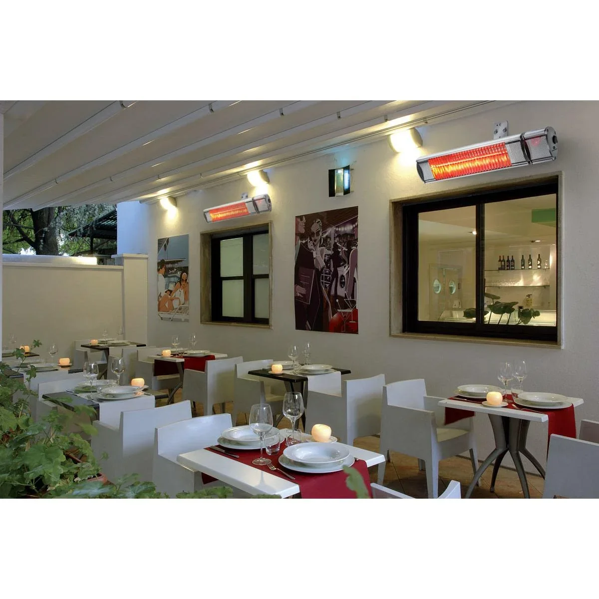 Heizung - Infrarot-Lampe - Terrassenheizung - innen und außen - 2000W - 24m² - IP55 - Mit Fernbedienung - 0