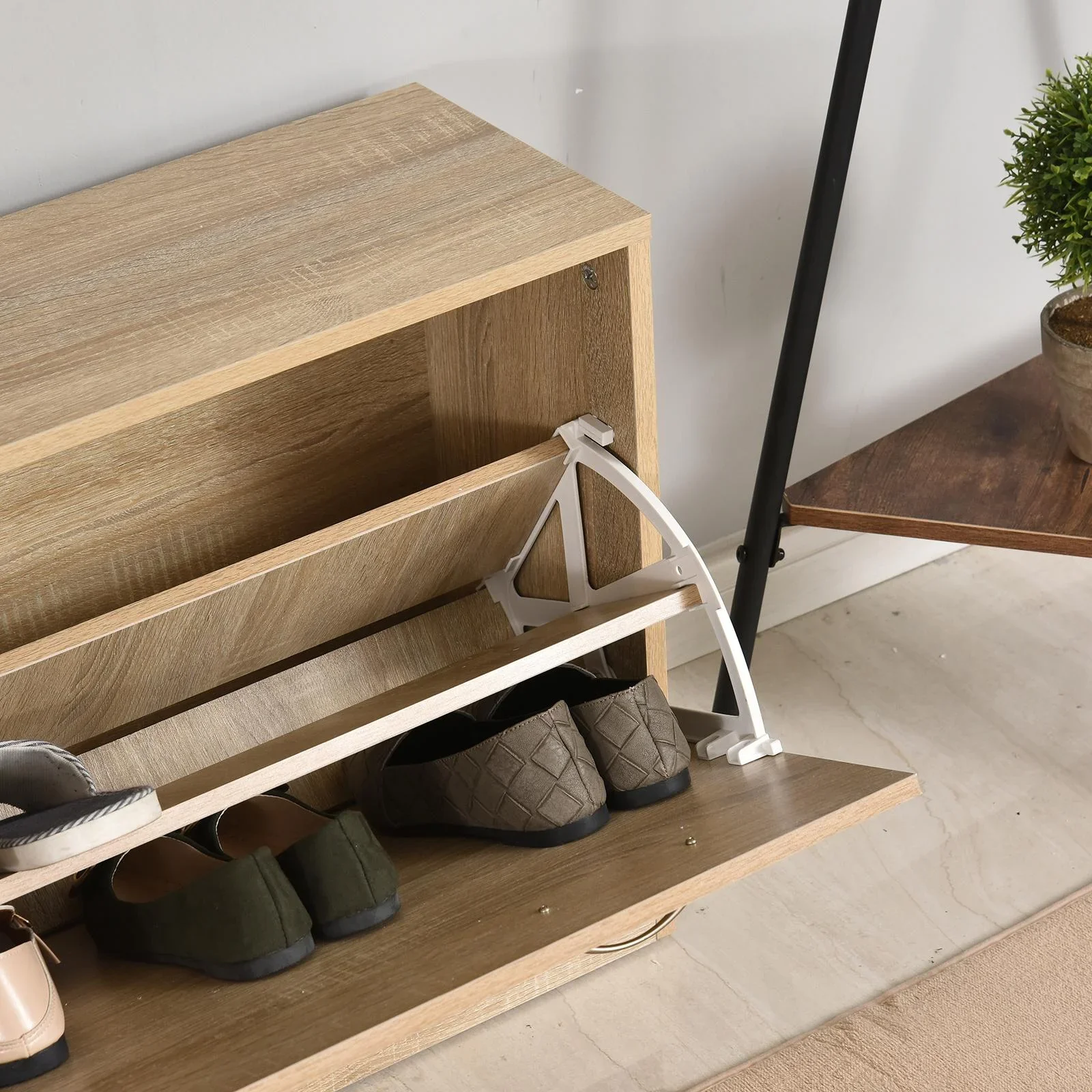 Kleiderschrankset 3-in-1, Garderobe mit Schuhschrank und Wandspiegel - 1